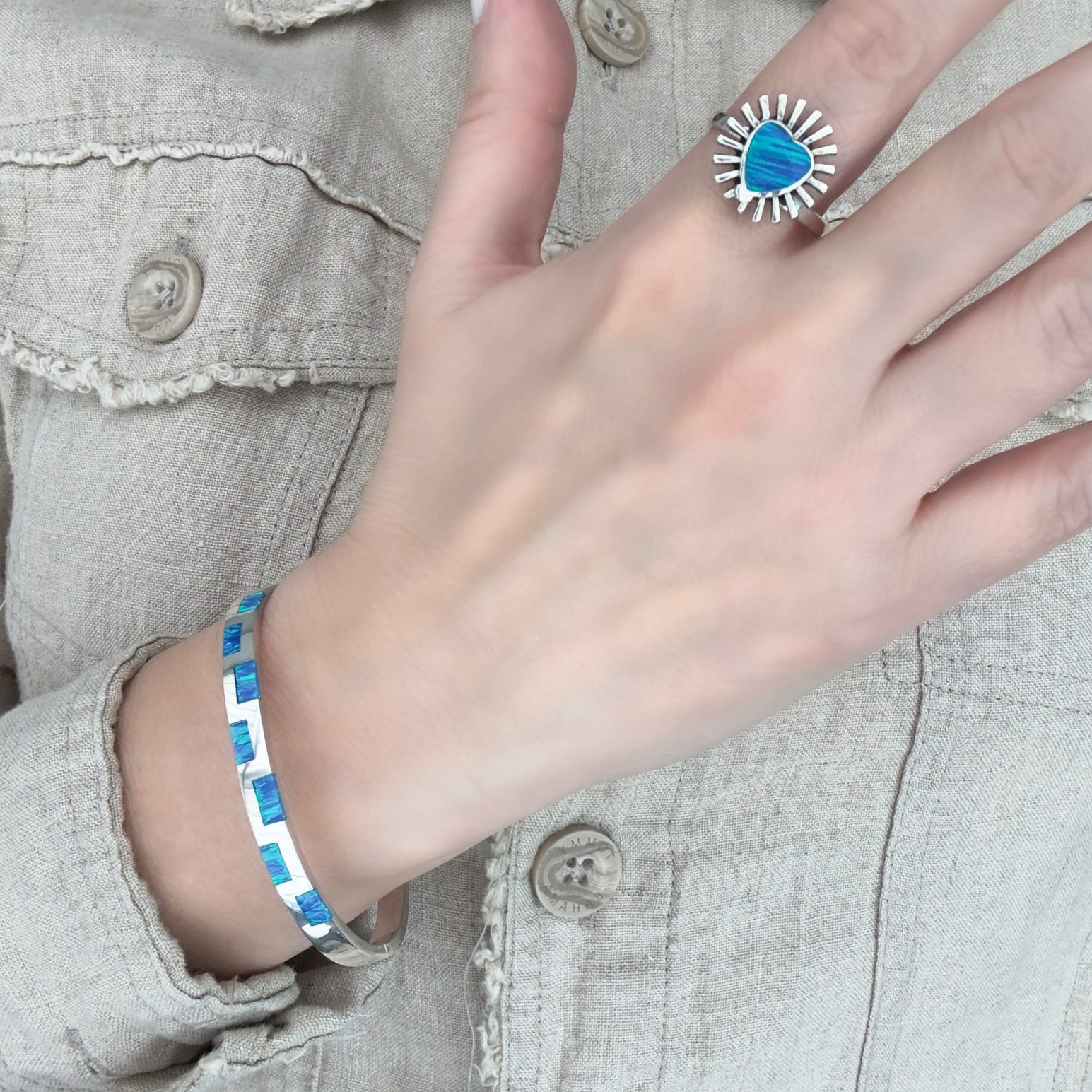 Opal Heart Glow Ring