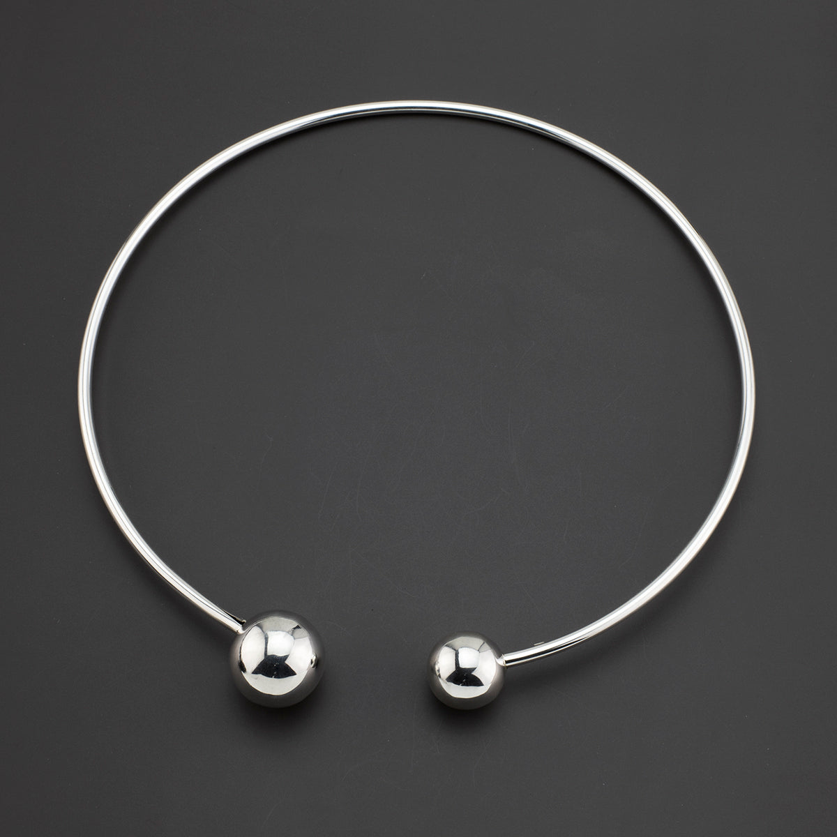 open balls sterling silver choker