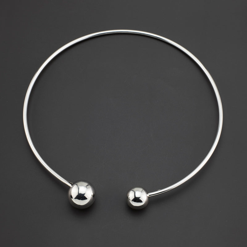 open balls sterling silver choker