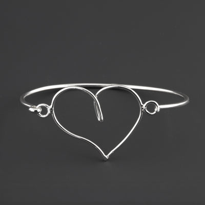open heart sterling silver clasp bracelet