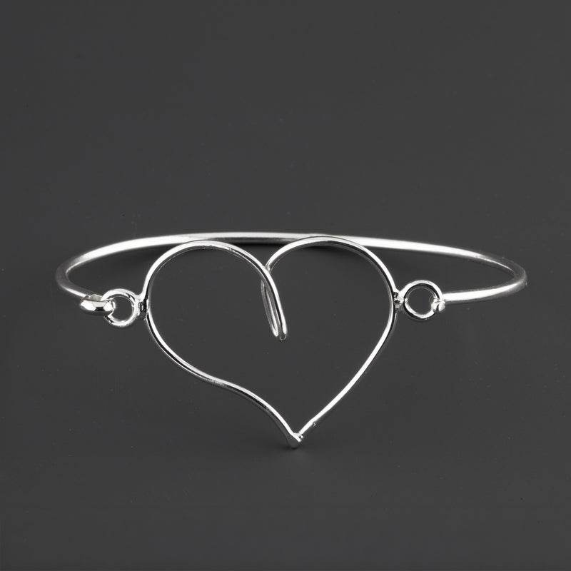 open heart sterling silver clasp bracelet