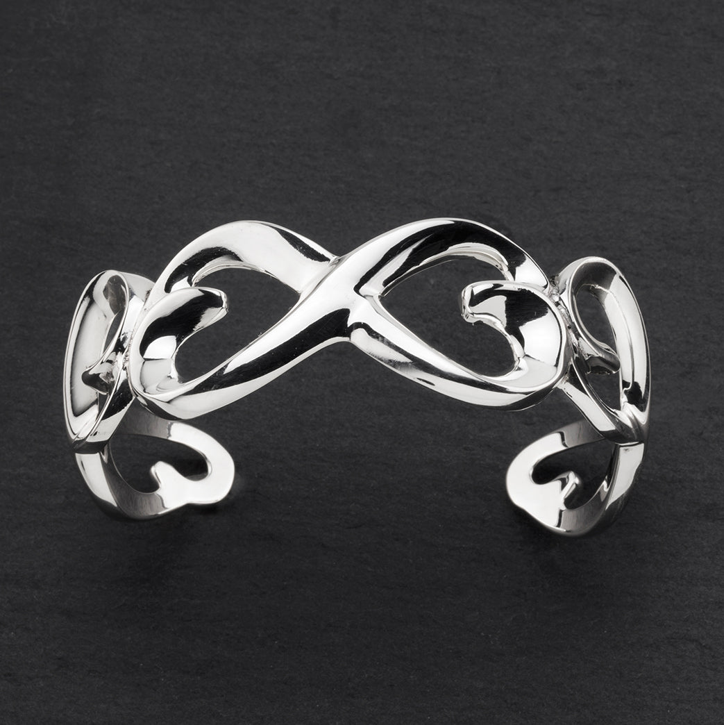 open heart sterling silver cuff bracelet