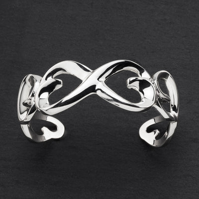 open heart sterling silver cuff bracelet