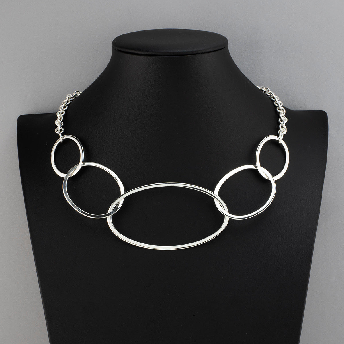 orbit chain sterling silver statement necklace