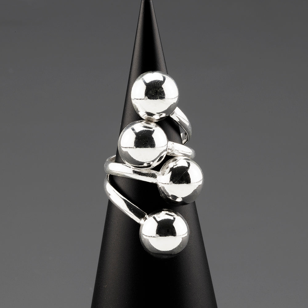 orbit cluster sterling silver statement ring