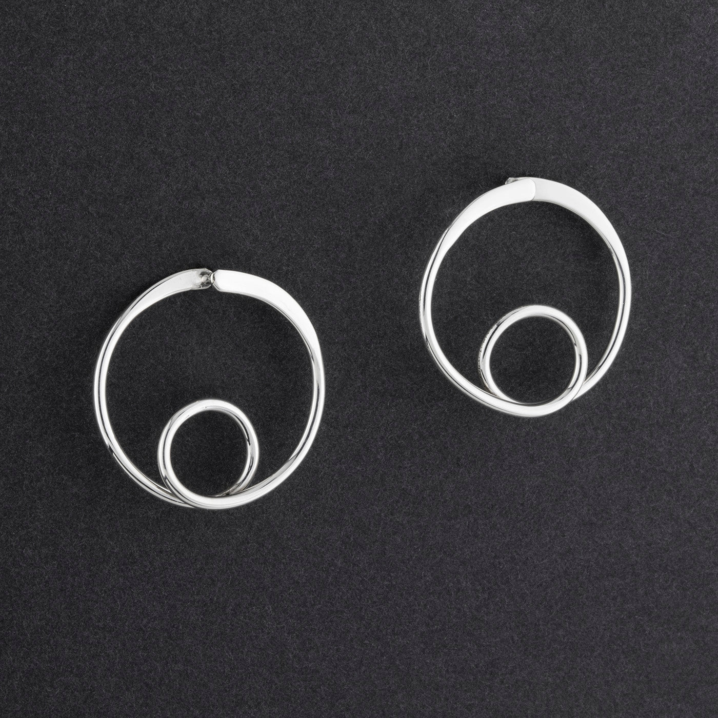 orbit drop large sterling silver stud earrings