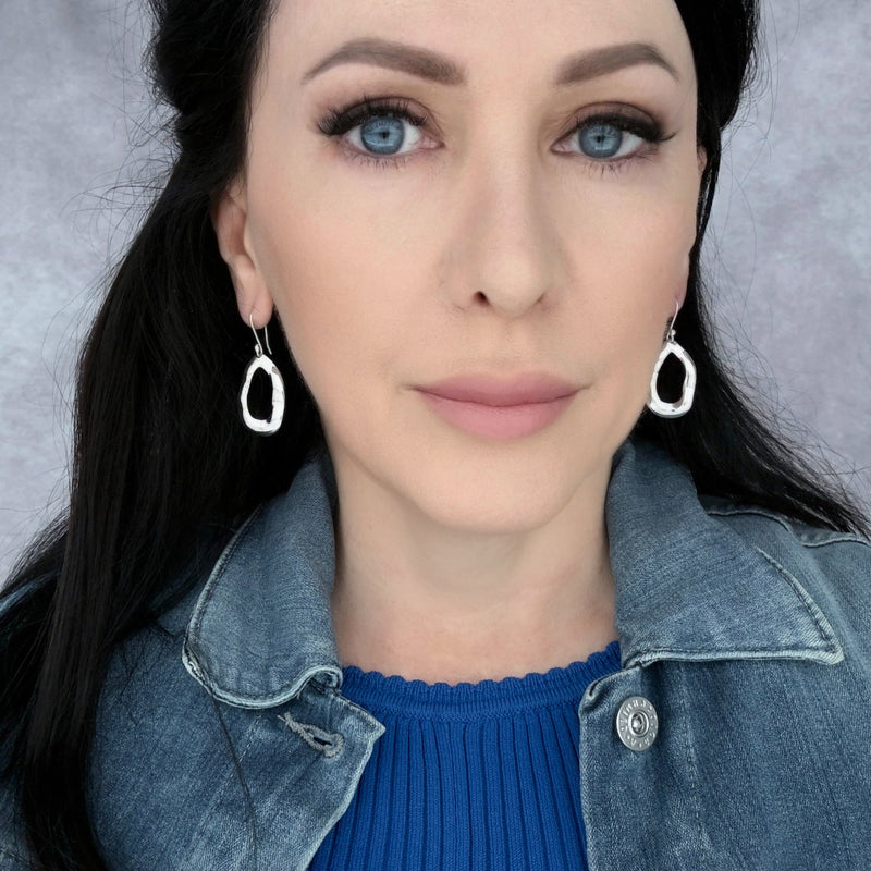organic sterling silver drop earrings