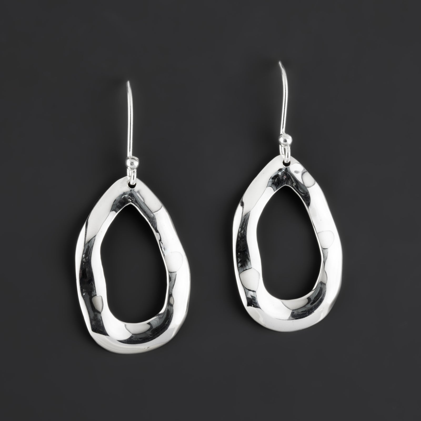 organic sterling silver drop earrings