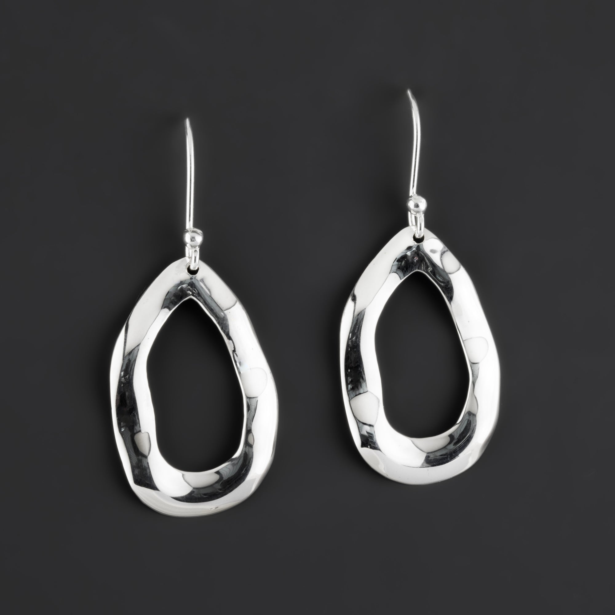 organic sterling silver drop earrings