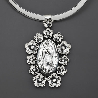 our lady of Guadalupe Mexican silver pendant