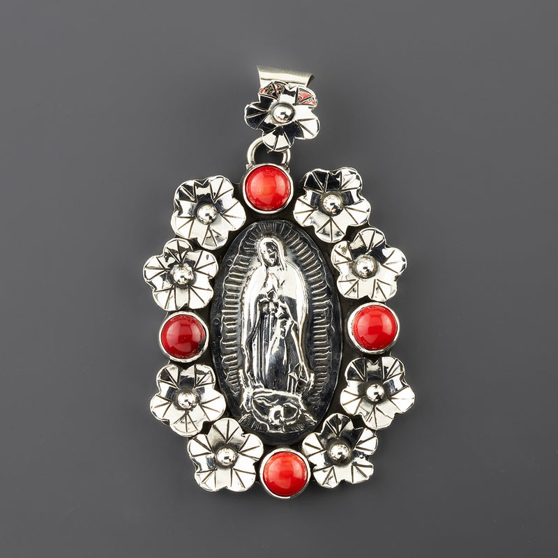 our lady of Guadalupe Mexican silver pendant