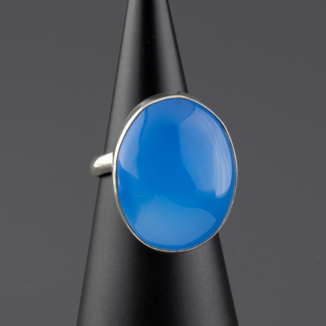 oval blue chalcedony ring