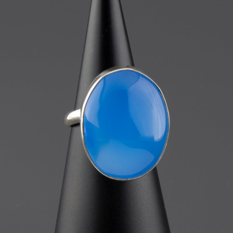 oval blue chalcedony ring
