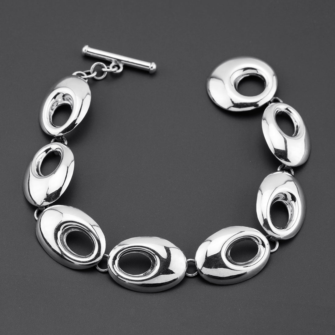 Modern Ovals Sterling Silver Link Bracelet