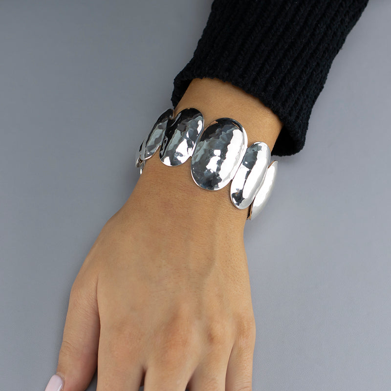 chunky hammered silver luxe cuff bracelet
