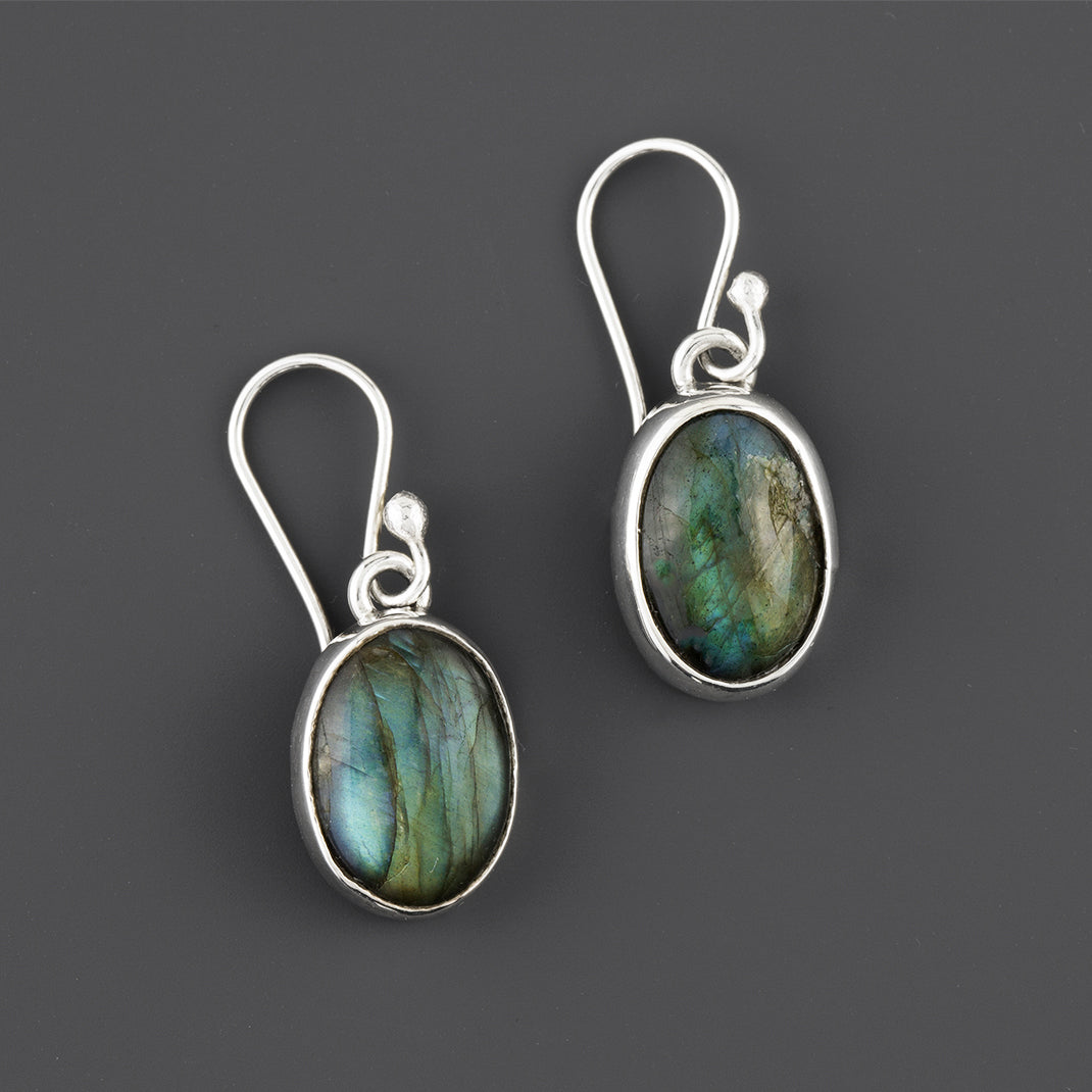 Oval Labradorite Drop Earrings