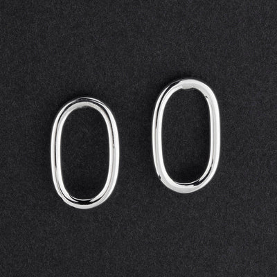 oval muse silver stud earrings
