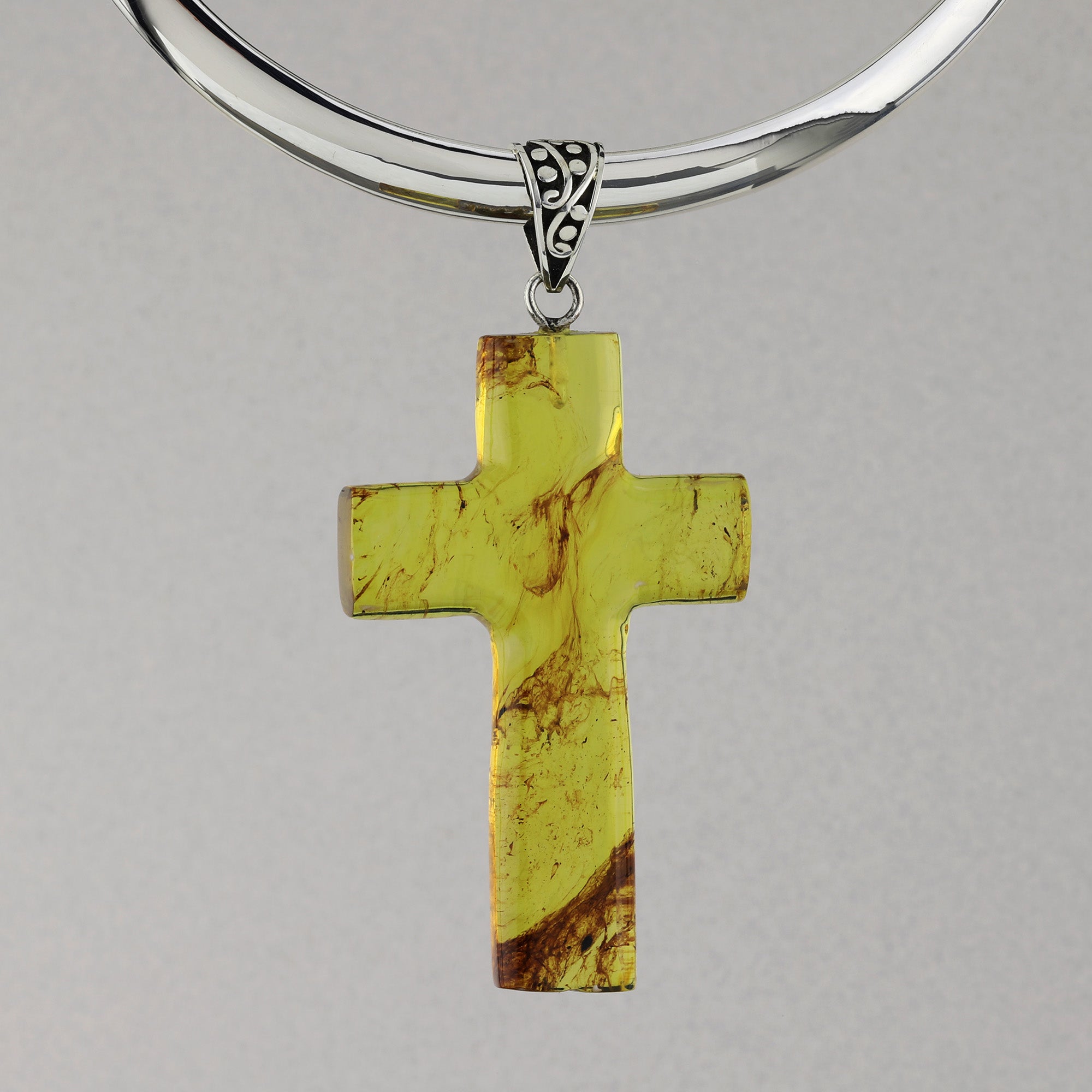 oversized amber cross necklace