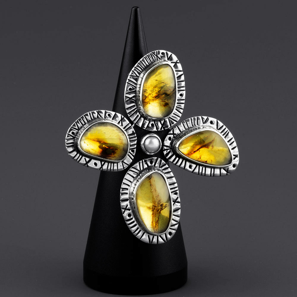 oversized amber stone statement ring