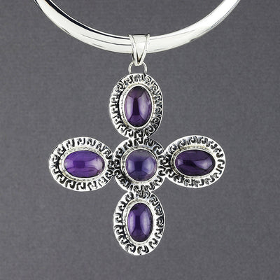 oversized amethyst cross pendant necklace
