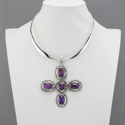 Oversized Amethyst Cross Pendant
