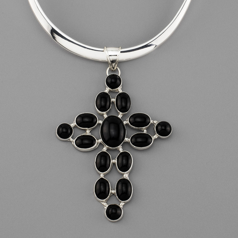 Oversized Black Onyx Cross Pendant