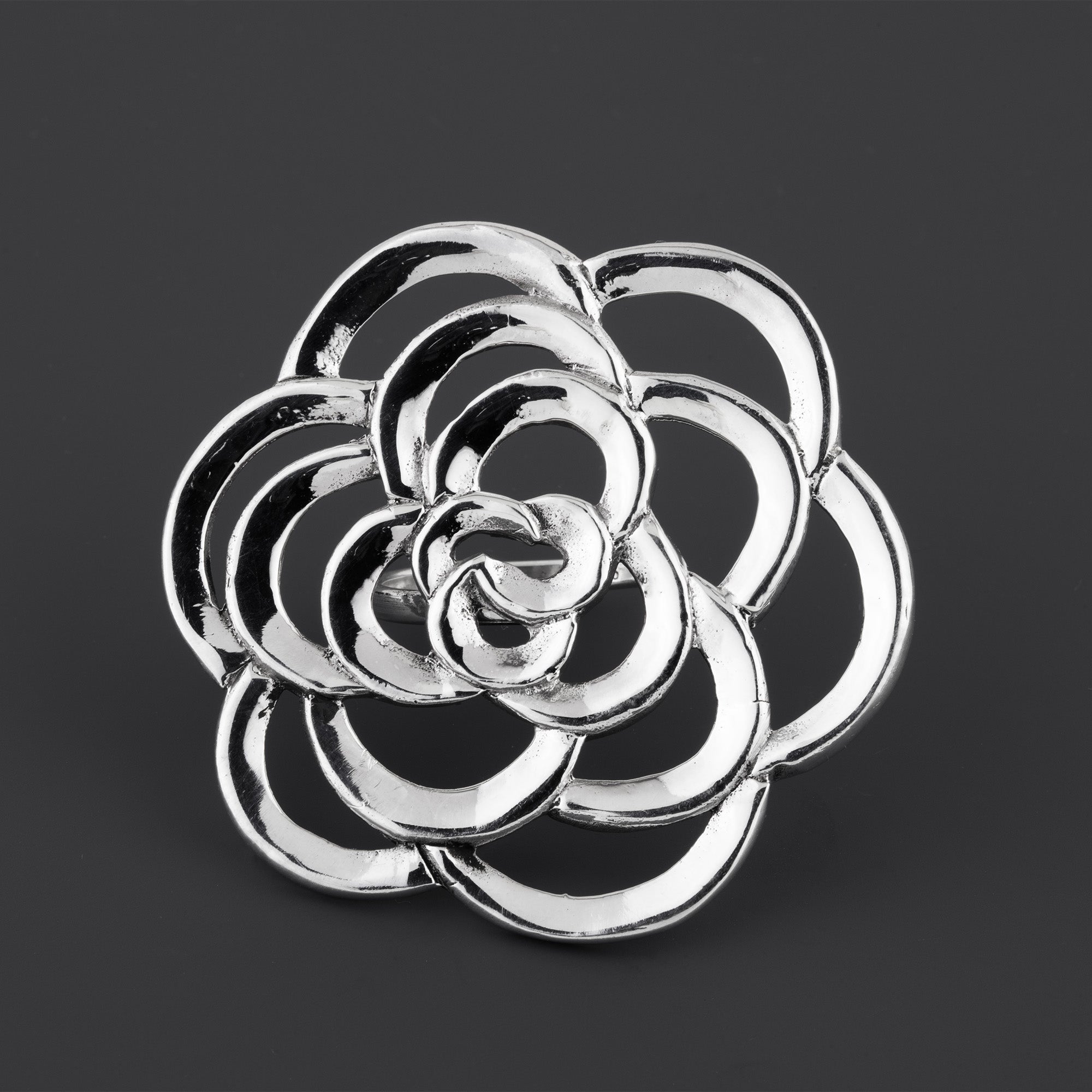 oversized bold sterling silver rose ring