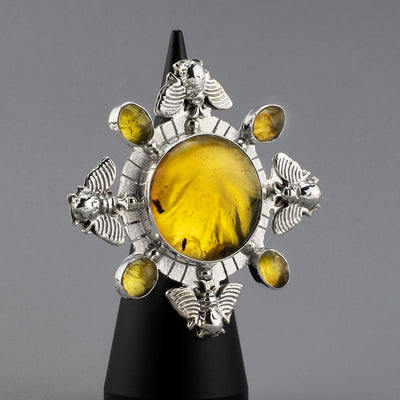 Oversized Amber Bee Ring