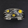 oxidized Mexican silver and amber corrugated cuff bracelet