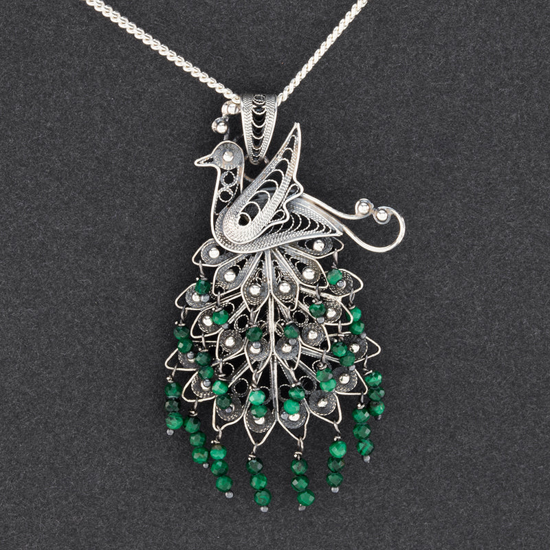 peacock spirit malachite pendant