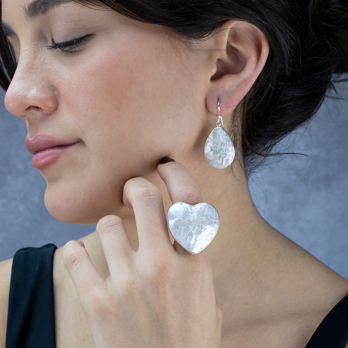 Large Mother of Pearl Heart Ring