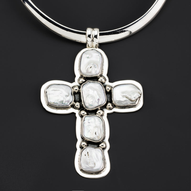 large pearl cross pendant