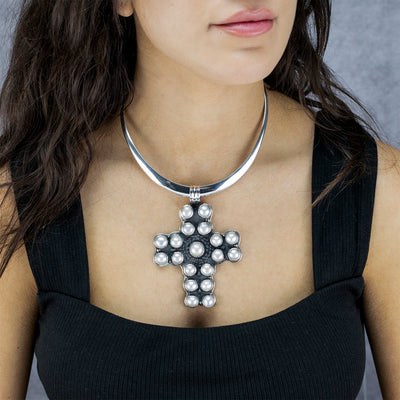Large Pearl Cross Pendant