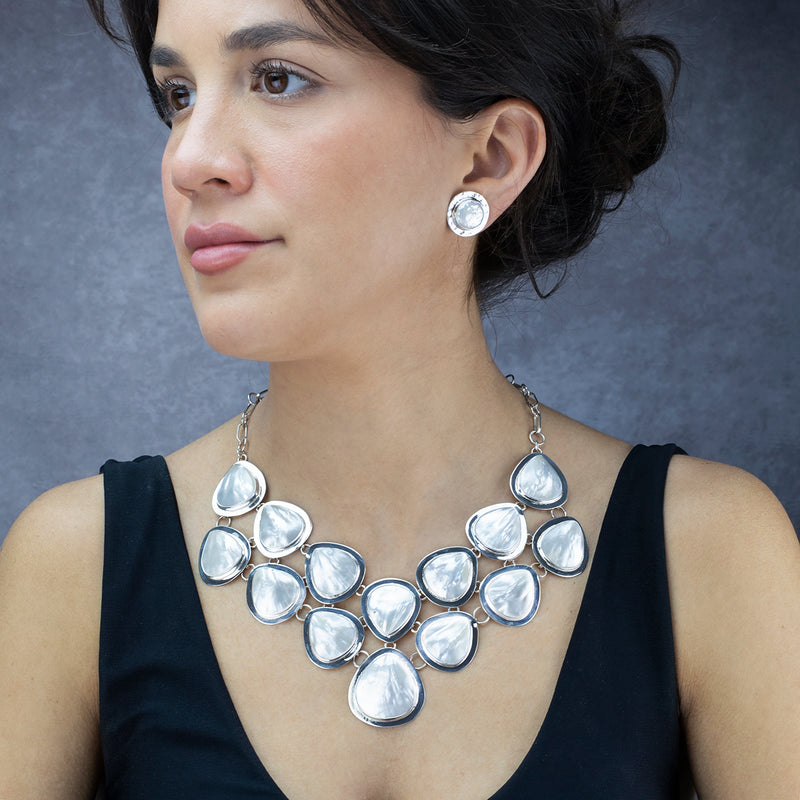 huge mother of pearl statement necklace