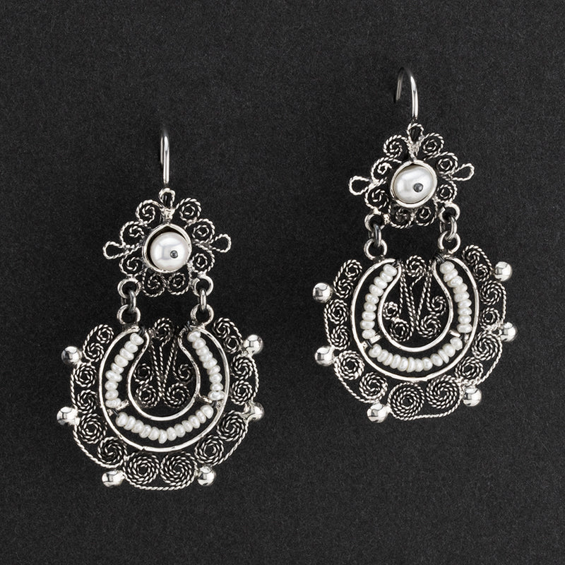 pearl Mexican filigree earrings 