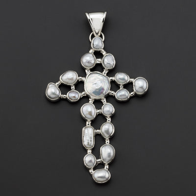 pearl of grace large cross pendant