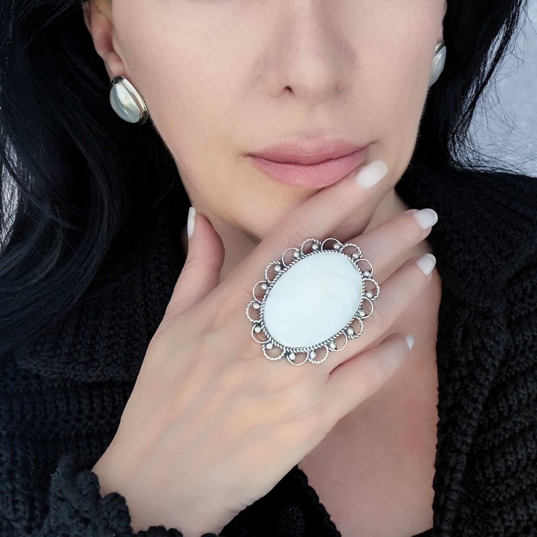 Moon Petal Mother of Pearl Ring