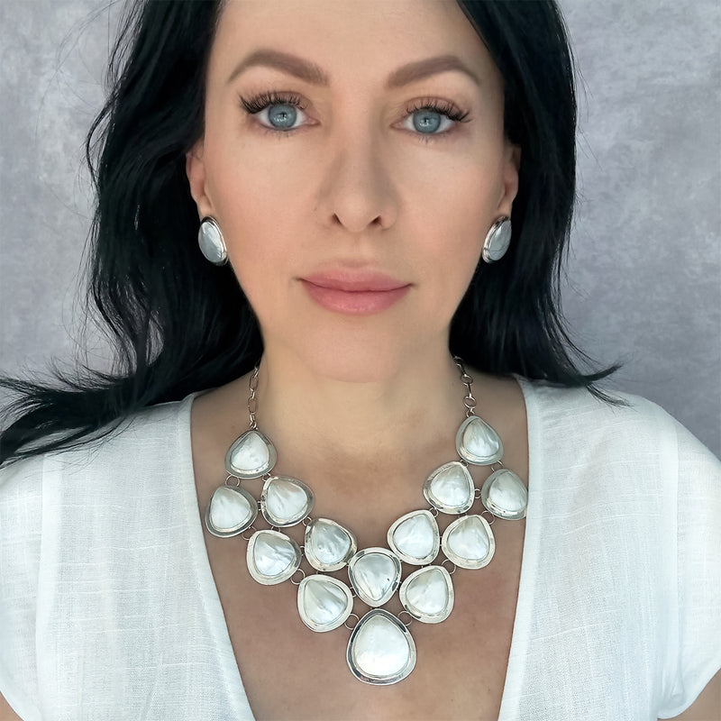 mother of pearl statement necklace