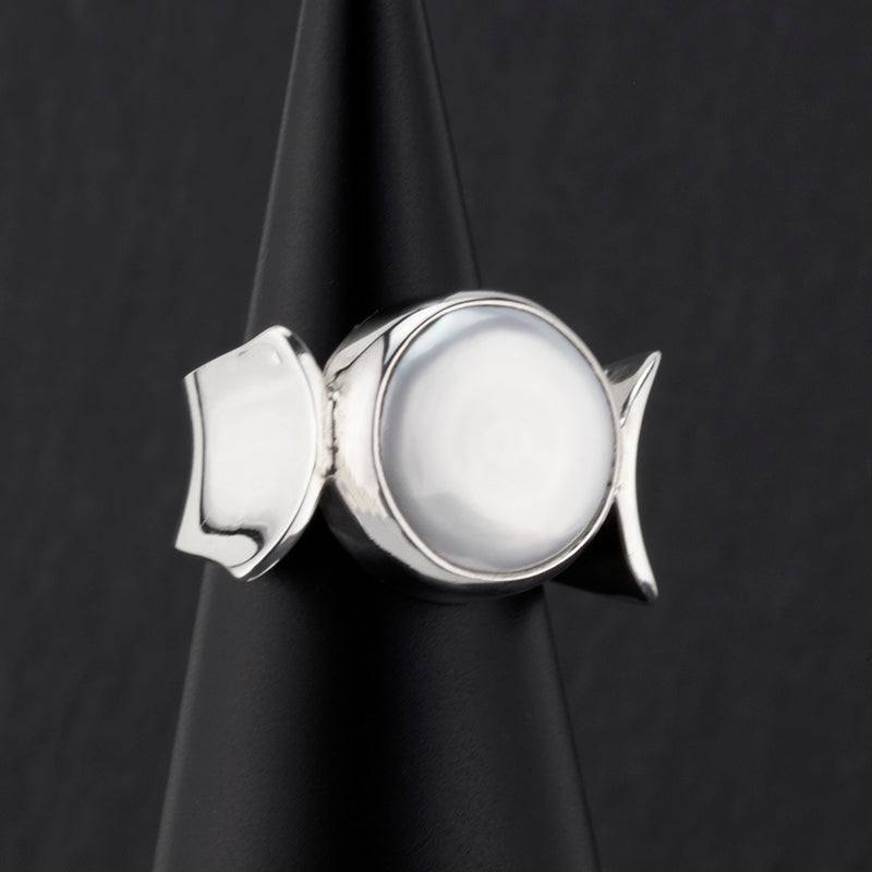 pearl wide band ring