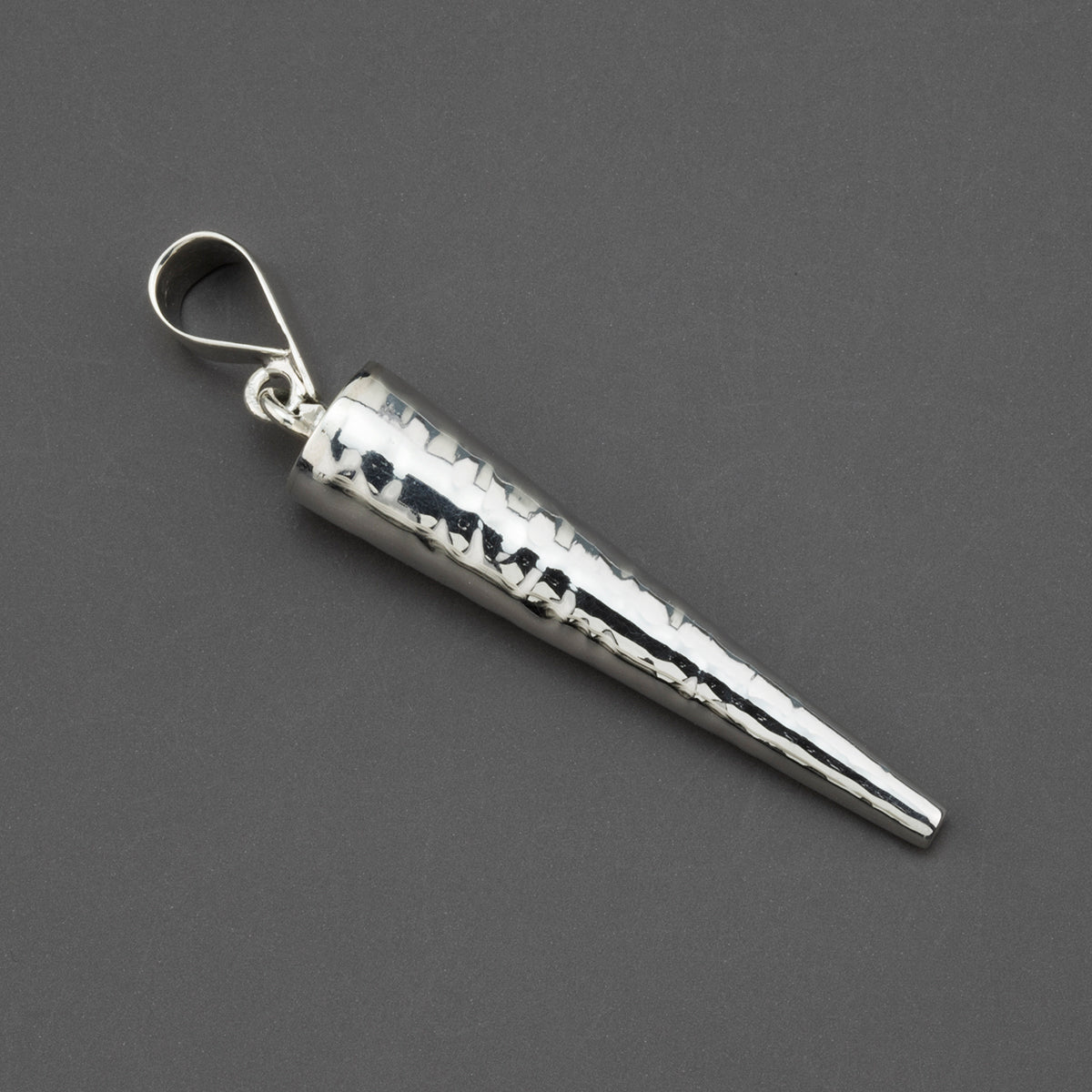 Earth Spike Hammered Silver Pendant