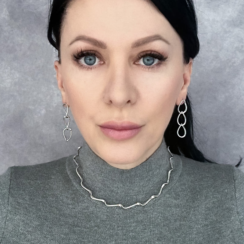 fluid twist sterling silver choker necklace