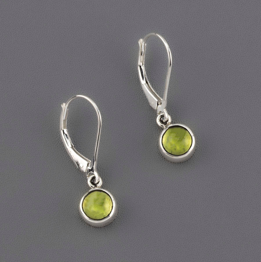 peridot leverback earrings