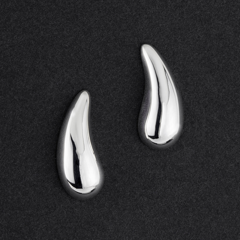 plain solid sterling silver teardrop stud earrings