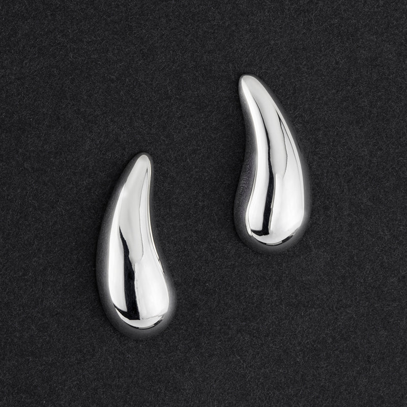 plain solid sterling silver teardrop stud earrings