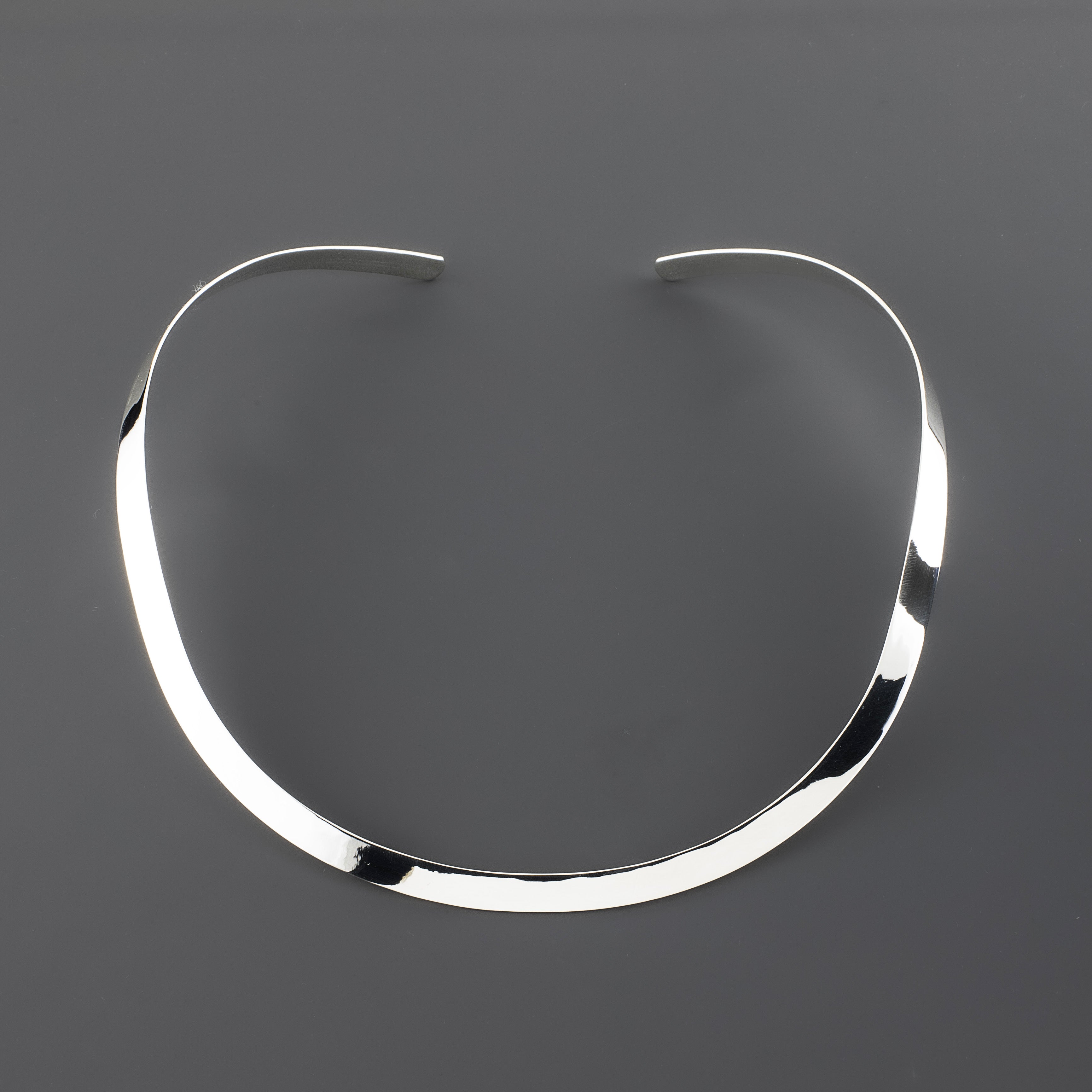 Plain Sterling Silver Collar Necklace | Flat Open Torque Choker