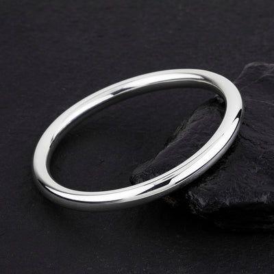Plain Sterling Silver Tube Bangle - Reveka Rose