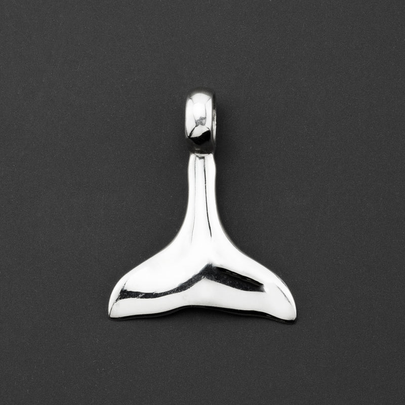 plain sterling silver whale tail pendant