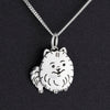 pomeranian dog lover silver pendant necklace