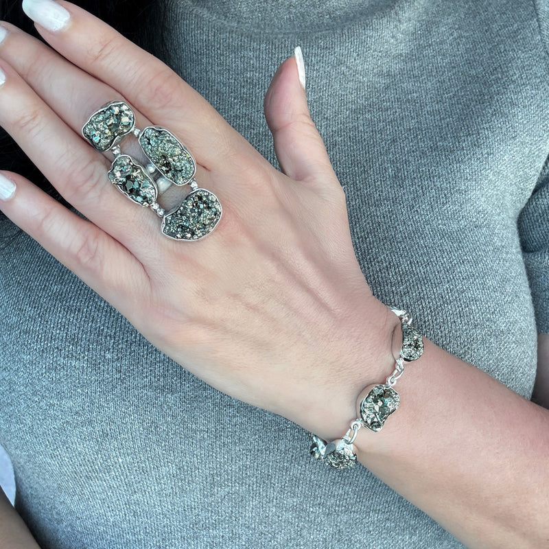 pyrite link bracelet