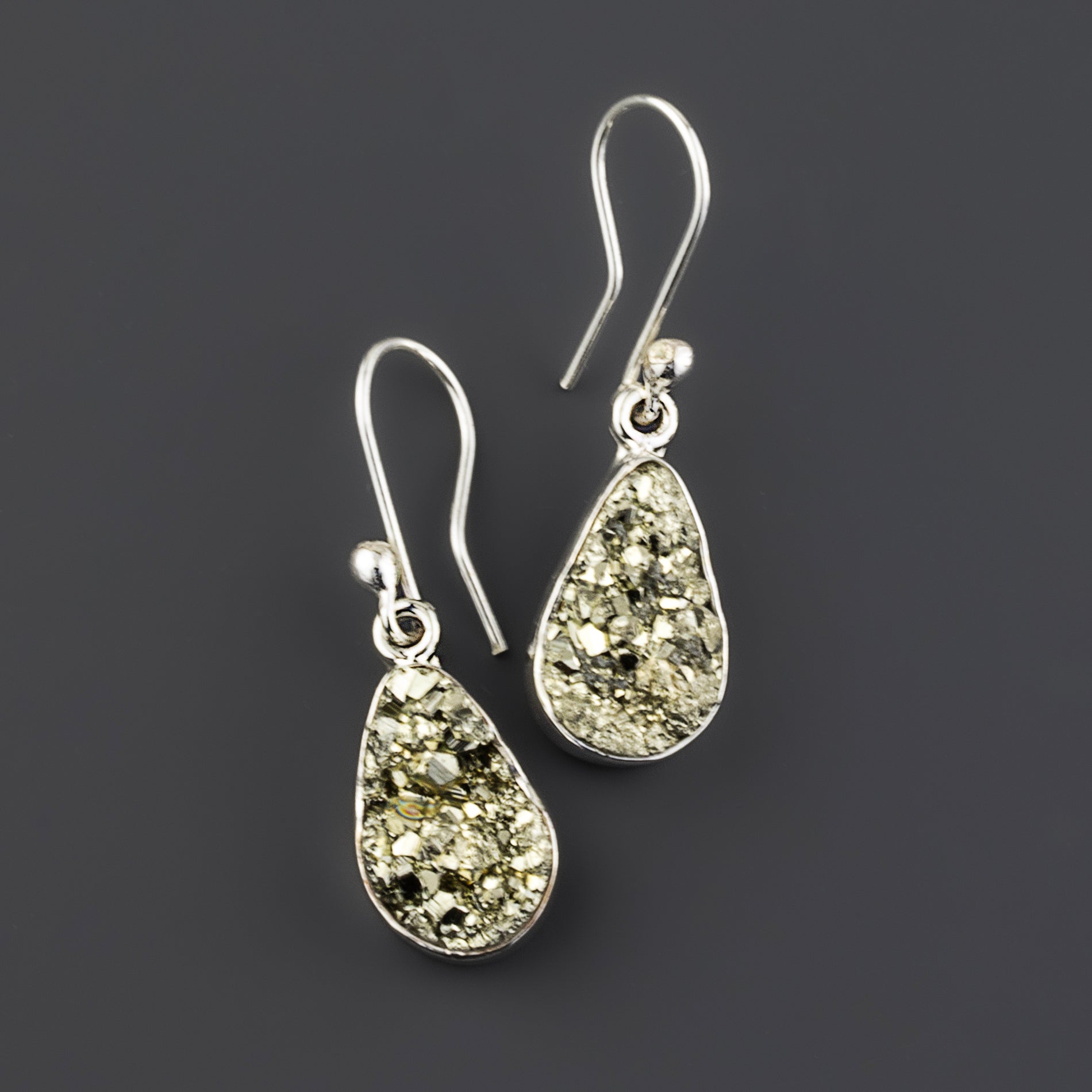 pyrite teardrop earrings